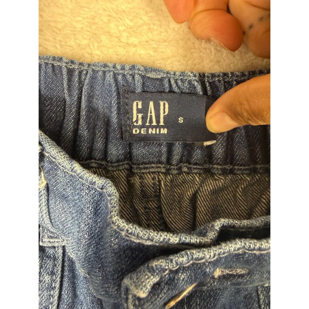 Gap Denim Shorts Womens Small Blue  High Waist Elastic Utility Carpenter